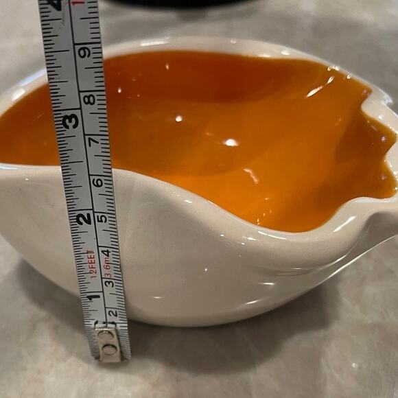 Vintage Bonwit Teller pottery dish ashtray orange and white France - Picture 9 of 12